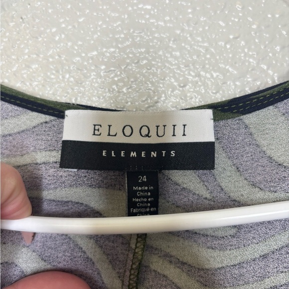 Eloquii Elements Green and Black Animal Print Faux Wrap Dress - Picture 5 of 7